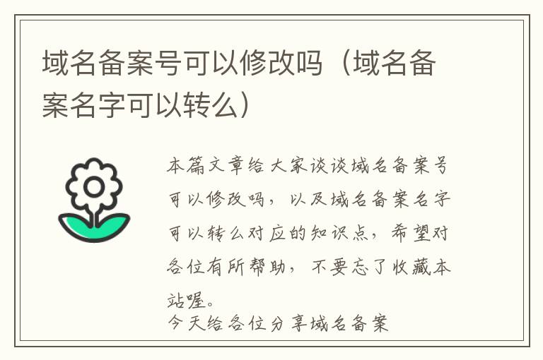 域名备案号可以修改吗(域名备案名字可以转么)