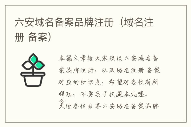六安域名备案品牌注册（域名注册 备案）