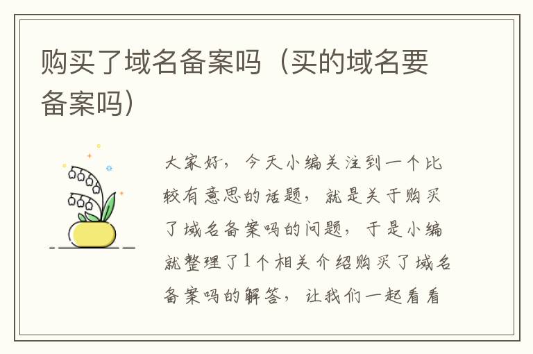 购买了域名备案吗(买的域名要备案吗)