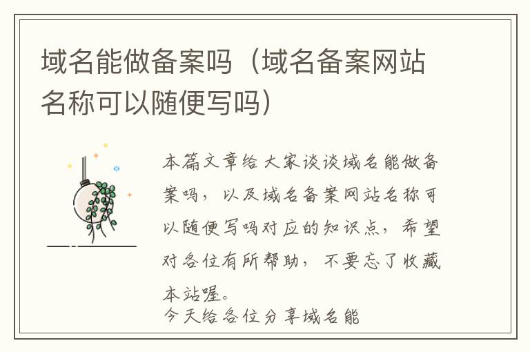域名能做备案吗(域名备案网站名称可以随便写吗)