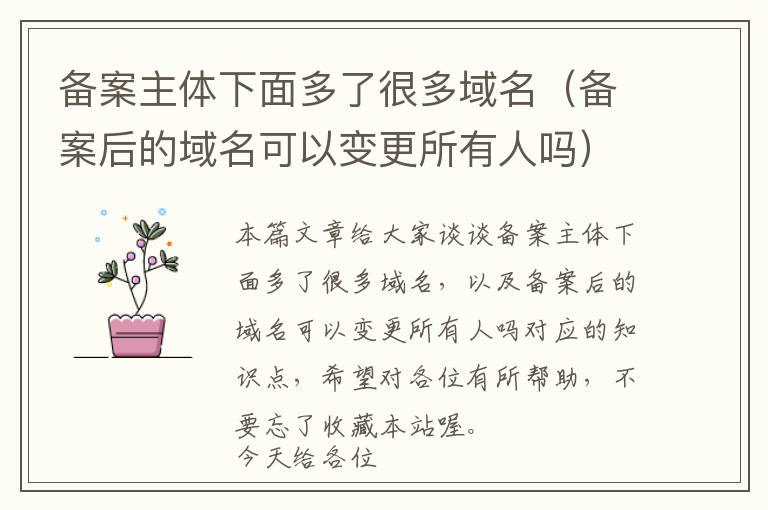 备案主体下面多了很多域名(备案后的域名可以变更所有人吗)