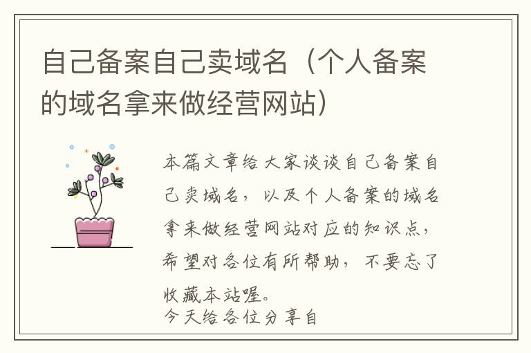 自己备案自己卖域名(个人备案的域名拿来做经营网站)