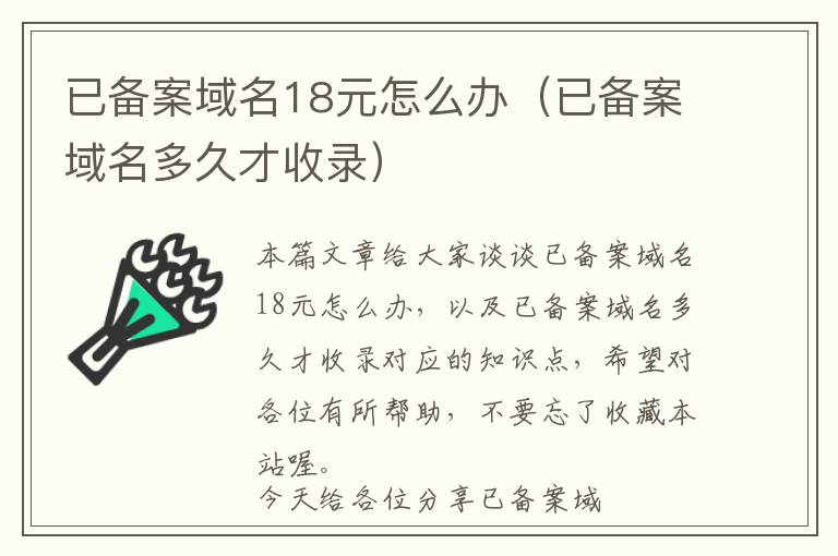 已备案域名18元怎么办(已备案域名多久才收录)