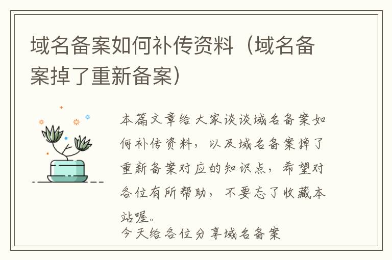 域名备案如何补传资料(域名备案掉了重新备案)