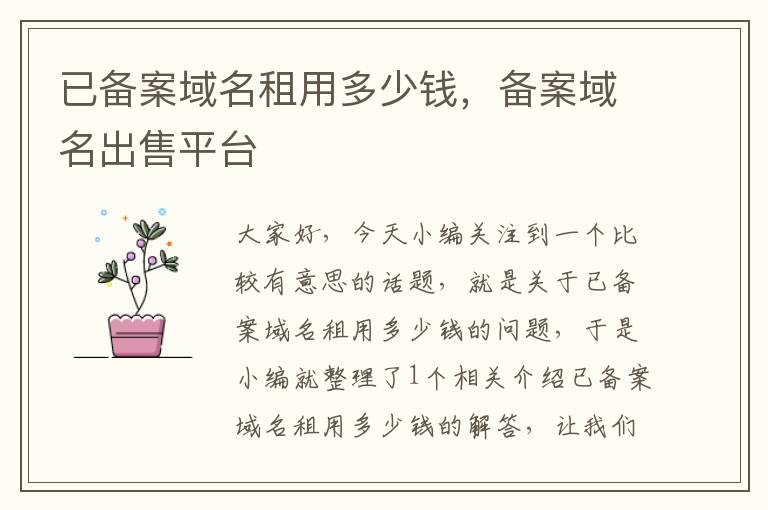 已备案域名租用多少钱,备案域名出售平台