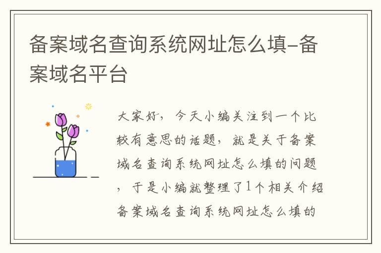 备案域名查询系统网址怎么填-备案域名平台
