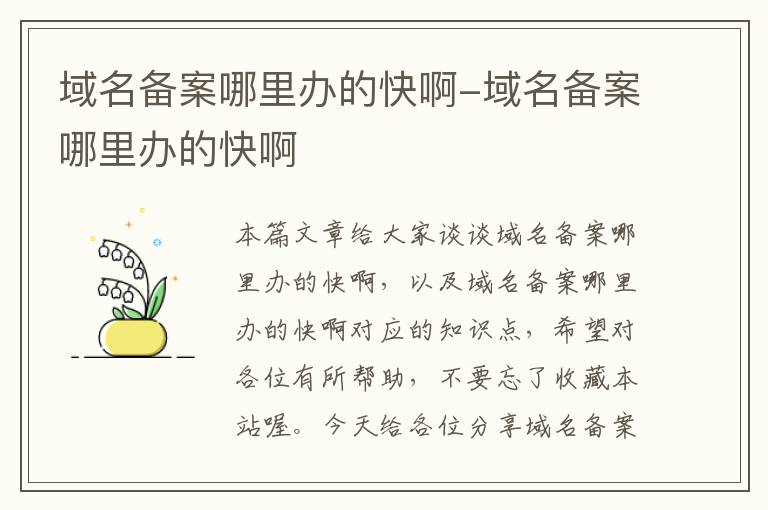 域名备案哪里办的快啊-域名备案哪里办的快啊