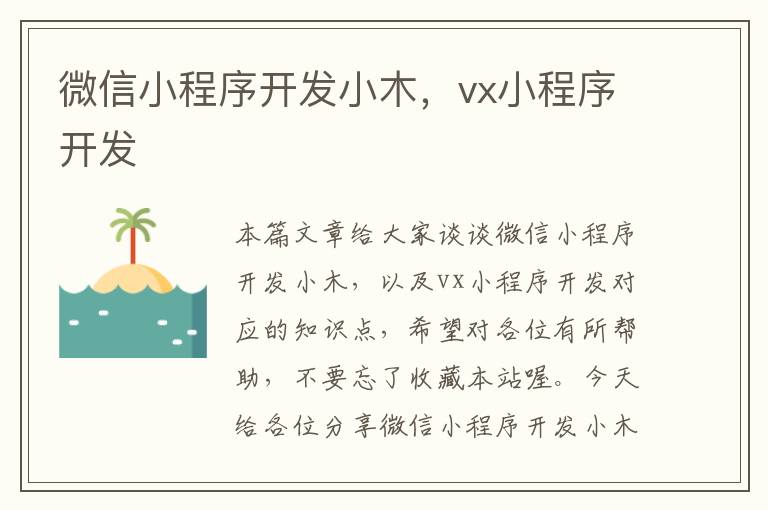 微信小程序开发小木,vx小程序开发