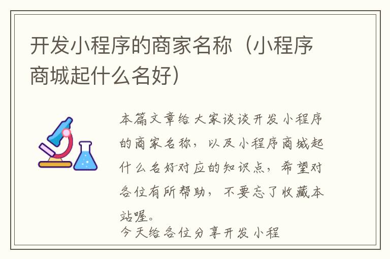 开发小程序的商家名称(小程序商城起什么名好)