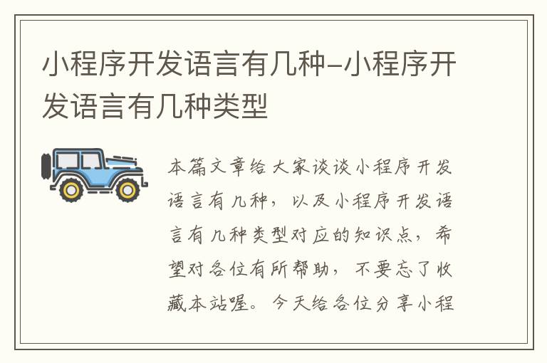 小程序开发语言有几种-小程序开发语言有几种类型