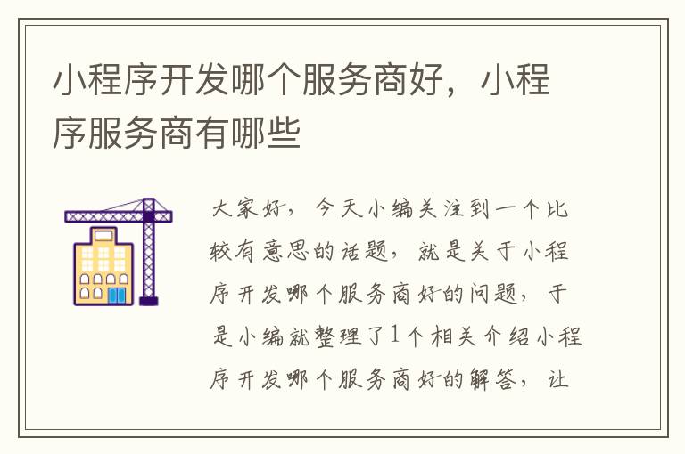 小程序开发哪个服务商好,小程序服务商有哪些