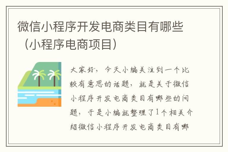 微信小程序开发电商类目有哪些(小程序电商项目)