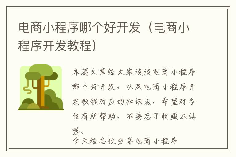 电商小程序哪个好开发(电商小程序开发教程)