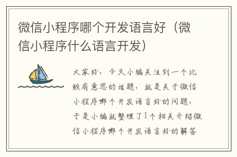 微信小程序哪个开发语言好(微信小程序什么语言开发)