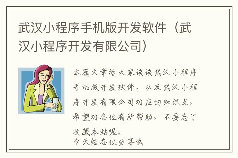 武汉小程序手机版开发软件(武汉小程序开发有限公司)