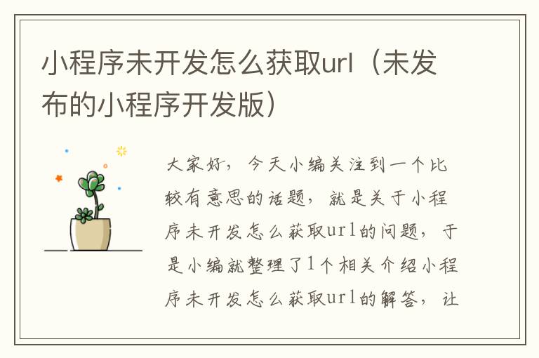 小程序未开发怎么获取url(未发布的小程序开发版)