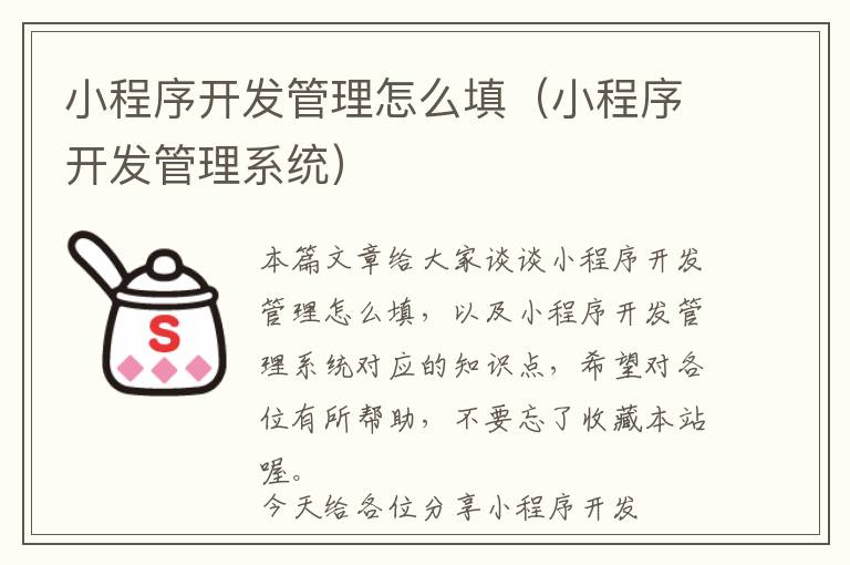 小程序开发管理怎么填(小程序开发管理系统)