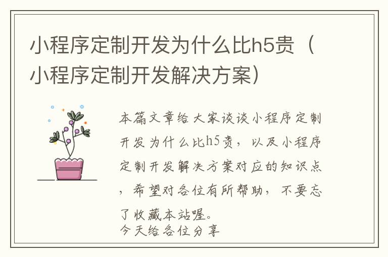 小程序定制开发为什么比h5贵(小程序定制开发解决方案)