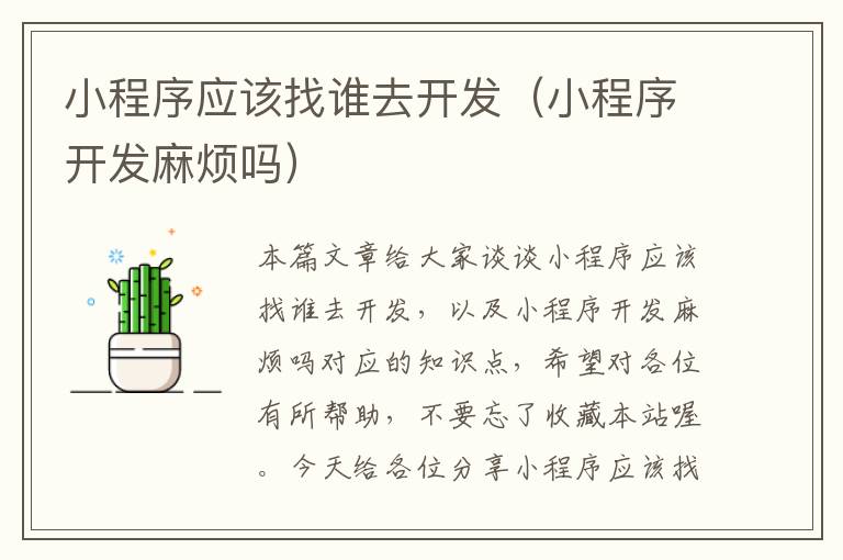 小程序应该找谁去开发(小程序开发麻烦吗)