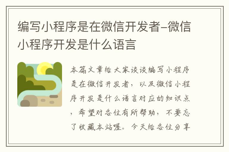 编写小程序是在微信开发者-微信小程序开发是什么语言