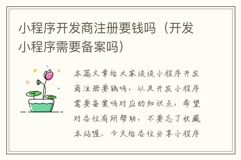 小程序开发商注册要钱吗(开发小程序需要备案吗)