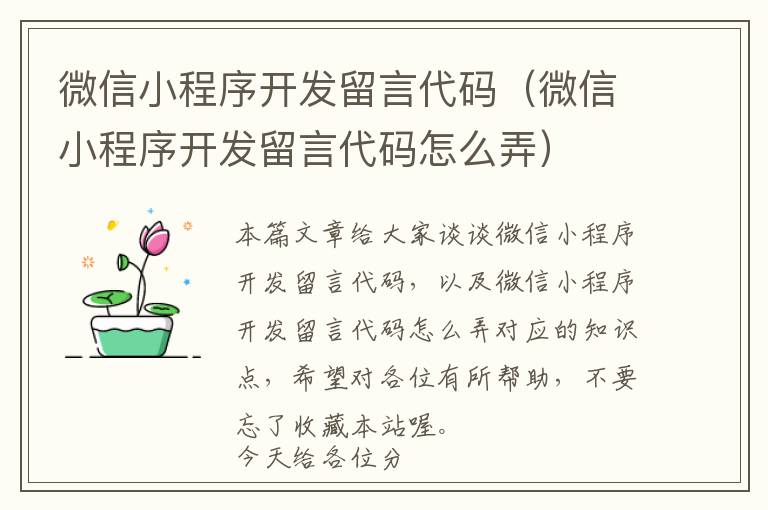 微信小程序开发留言代码(微信小程序开发留言代码怎么弄)