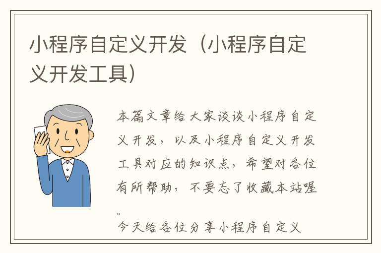 小程序自定义开发(小程序自定义开发工具)