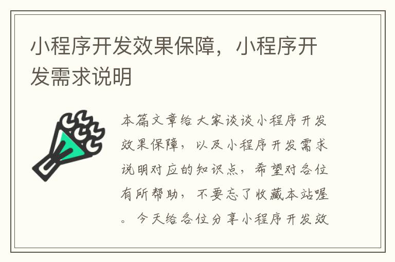 小程序开发效果保障,小程序开发需求说明