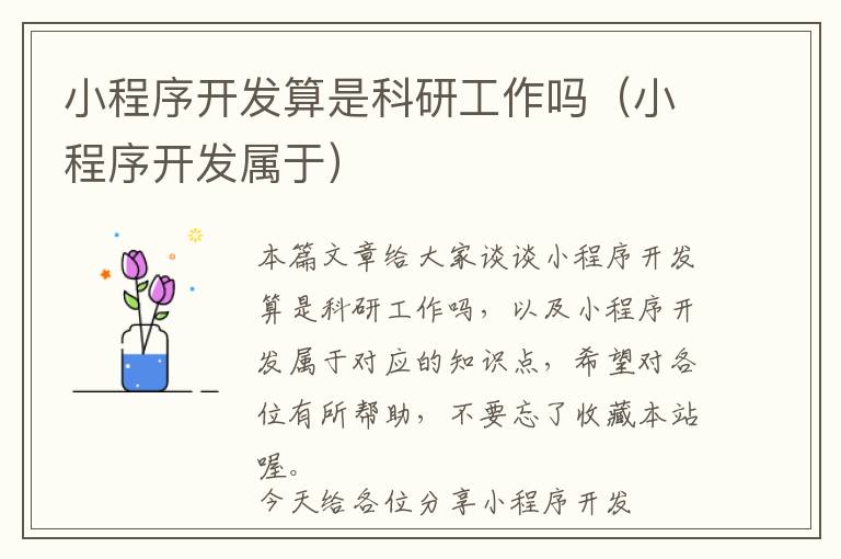 小程序开发算是科研工作吗(小程序开发属于)