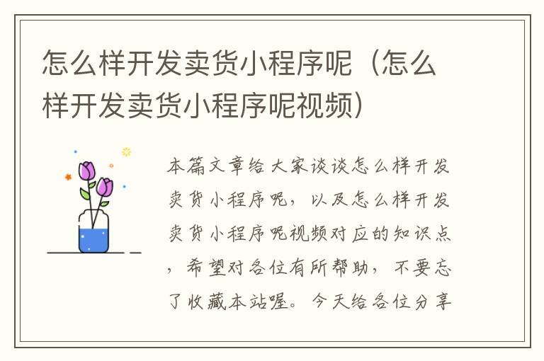怎么样开发卖货小程序呢(怎么样开发卖货小程序呢视频)