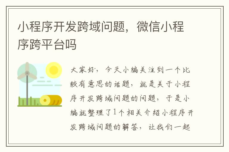 小程序开发跨域问题,微信小程序跨平台吗