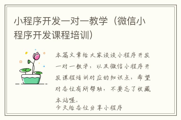 小程序开发一对一教学(微信小程序开发课程培训)