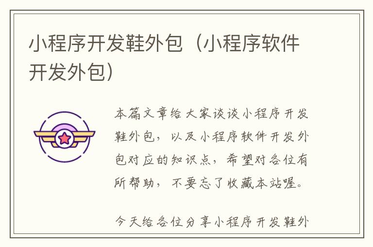 小程序开发鞋外包(小程序软件开发外包)