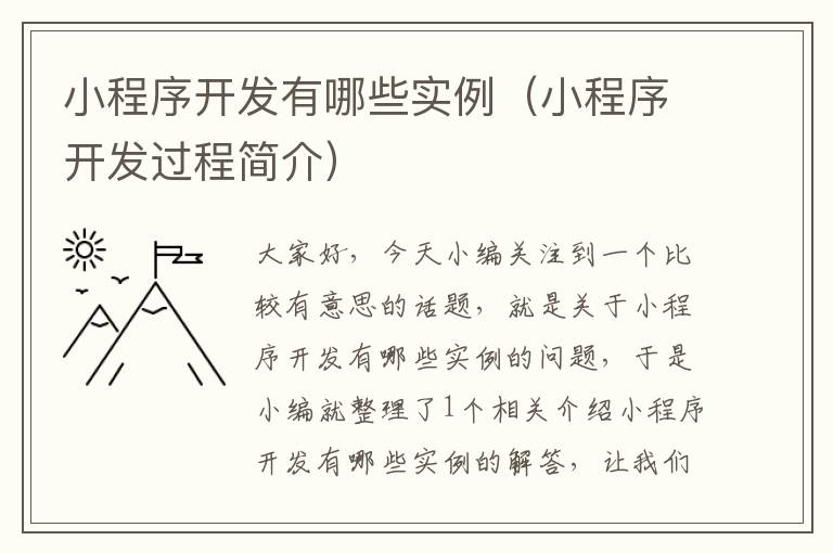 小程序开发有哪些实例(小程序开发过程简介)