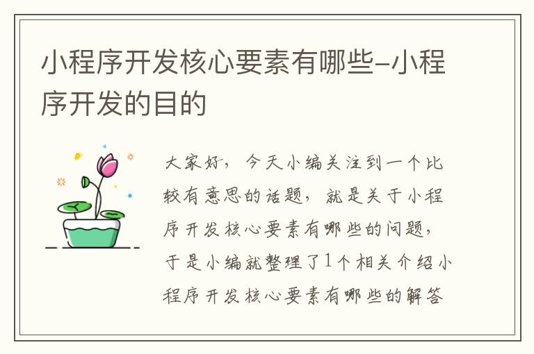小程序开发核心要素有哪些-小程序开发的目的