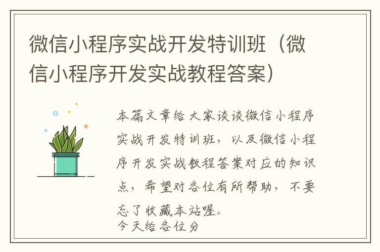 微信小程序实战开发特训班(微信小程序开发实战教程答案)