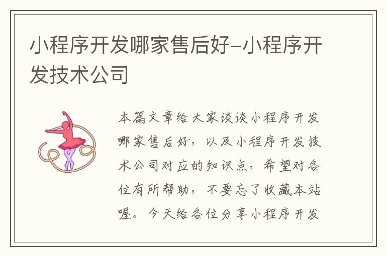 小程序开发哪家售后好-小程序开发技术公司