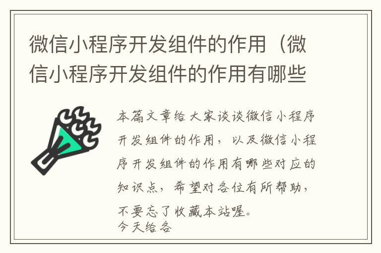微信小程序开发组件的作用(微信小程序开发组件的作用有哪些)