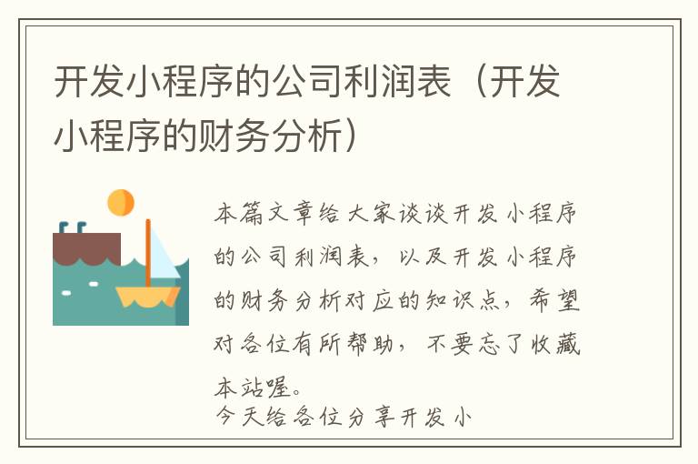 开发小程序的公司利润表(开发小程序的财务分析)