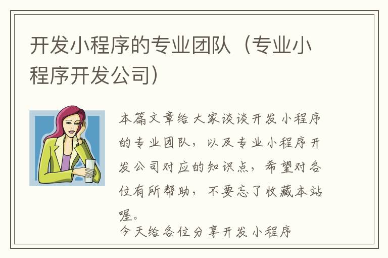 开发小程序的专业团队(专业小程序开发公司)