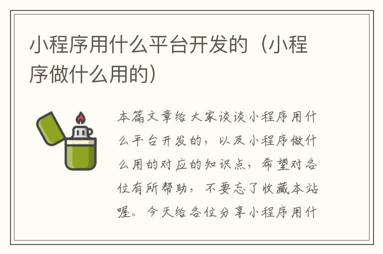 小程序用什么平台开发的(小程序做什么用的)
