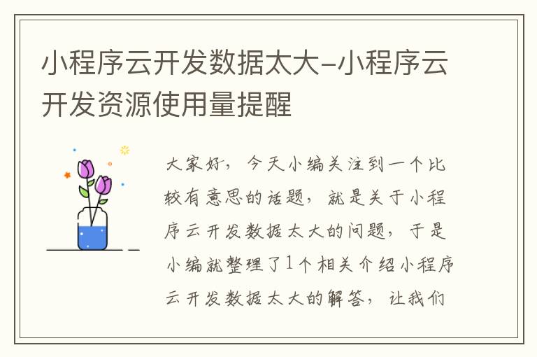 小程序云开发数据太大-小程序云开发资源使用量提醒