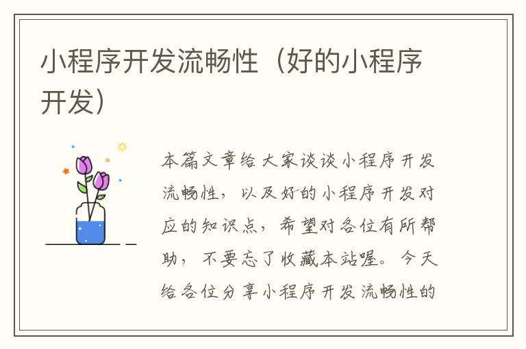 小程序开发流畅性(好的小程序开发)