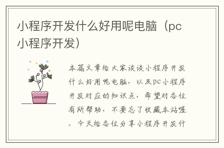 小程序开发什么好用呢电脑(pc小程序开发)