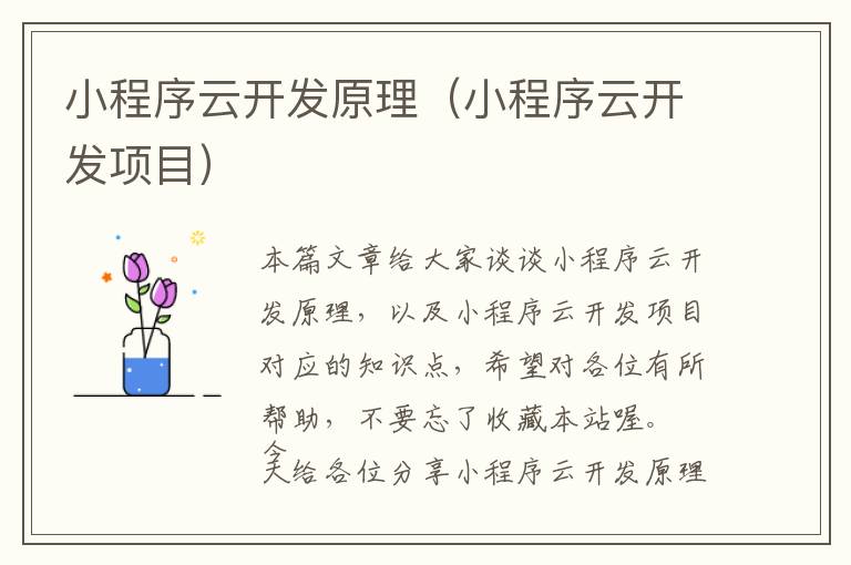 小程序云开发原理(小程序云开发项目)