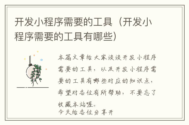 开发小程序需要的工具(开发小程序需要的工具有哪些)