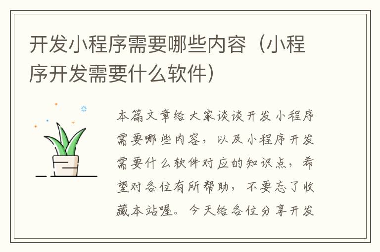 开发小程序需要哪些内容(小程序开发需要什么软件)