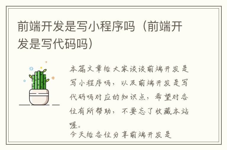 前端开发是写小程序吗(前端开发是写代码吗)