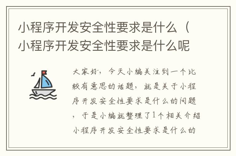 小程序开发安全性要求是什么(小程序开发安全性要求是什么呢)