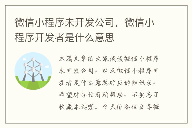 微信小程序未开发公司,微信小程序开发者是什么意思
